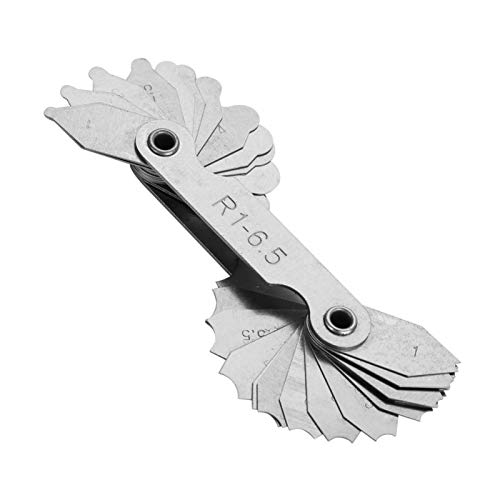 Radius Gauge,Stainless Steel Radius Fillet Gauge External Internal Concave Convex Measuring Tool(R1-6.5MM)