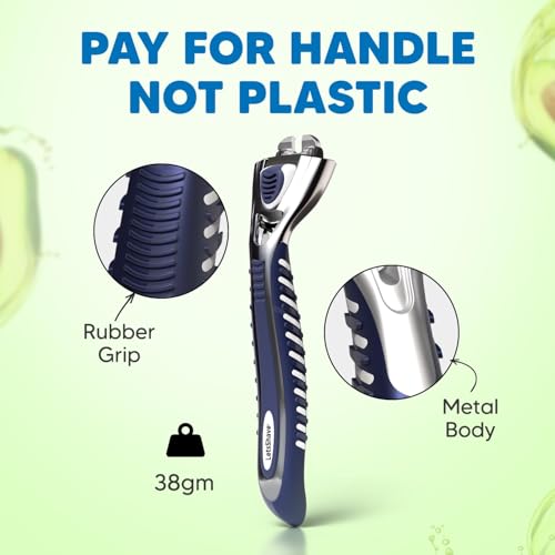 Image of LetsShave Pro 6 Maxxx - World's 1st 6 Blade Razor Refills for Men | Pack of 12 Cartridges | Precision Back Blade | Open-Flow Anti-Clog | Micro-Span Curved Blades | Common Docking Fits Pro 4 /5 /6 /7