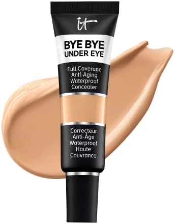 IT Cosmetics Bye Bye Under Eye Full Coverage Concealer - for Dark Circles, Fine Lines, Redness & Discoloration - Waterproof - Anti-Aging - Natural Finish – 25.0 Medium Natural (N), 0.4 fl oz
