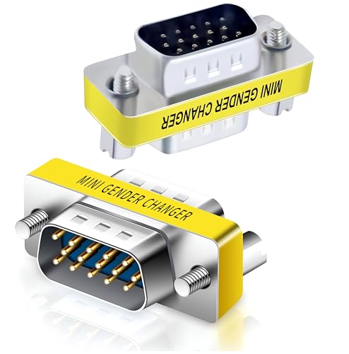 Image of VGA SVGA HD15 Male to Male Mini Gender Changer Coupler Adapter (3 Pieces) VGA M /M