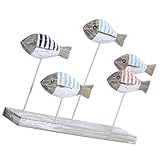 Ciieeo 地中海風彩色実木彫刻魚群オーナメント インテリア装飾 感あるデ