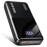 Power Bank 20000mAh 22.5W Klein Schnellladefunktion Powerbank 1 USB-C 2 USB-A Mini Externe Handyakkus LCD Display Akkupack für iPhone 17 16 15 14 13 Smartphones Travel Camping Outdoor etc