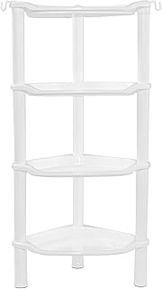 4 Tier Corner Shower Caddy, Rustproof, Plastic Shower Organizer for Bathroom, Bathtub, Shower pan, Bath Accessories Shower Caddies, 13.5 x 10 x 33.5 Inches, White (Round Slot White 4 Tier)