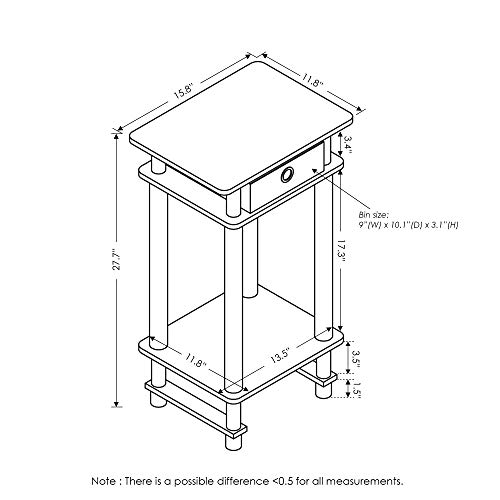 Image of Furinno Turn-N-Tube Set of 2 Toolless 3-Tier Side Table, Columbia Walnut