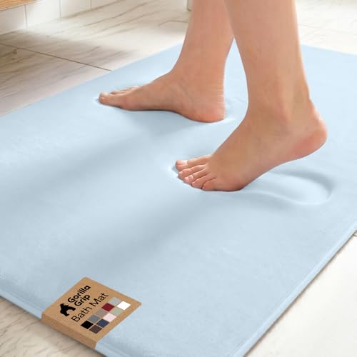 GORILLA GRIP® Memory Foam Bath Rug for Bathroom, 36x24 Light Blue