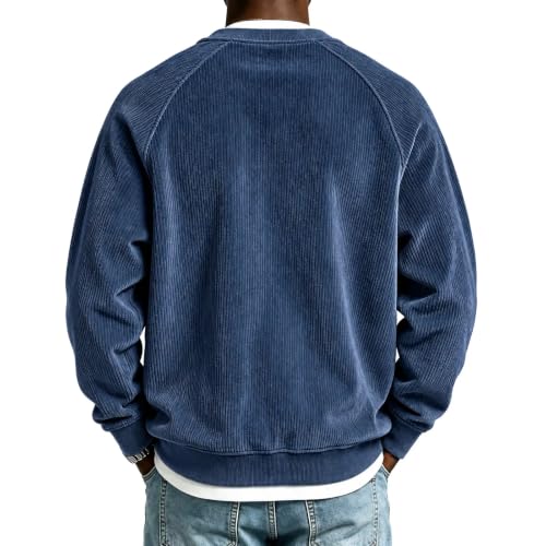 moolBeko Mens Corduroy Shirt Layered Long Sleeve Shirt V Neck Pullover - image 5