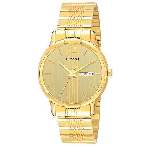 Image of HMXT-91 Golden Day & Date Stainless Steel Analog Watch for Men