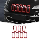 Top 10 Best Jeep Cherokee Grill Guards Reviews & Comparison 8 Amayum Front Grill Inserts Grille Guards Trim Exterior Accessories Compatible with Jeep Cherokee 2014-2018 (Red)
