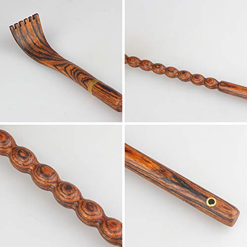 Tomorotec 100% Natural Bocote Wood Back Massager For Itching Relief, Long Sturdy Therapeutic Bamboo Back Scratchers, Body Relaxation Massager Set #TOP7