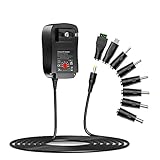 41W Universal AC Adapter 6V 9V 12V 2A MAX, 15V 18V 20V 24V 1.5A MAX Power Supply with 5V 1A USB Port, Multi Voltage AC DC Charger Cord with 8 Selectable Adapter Tips