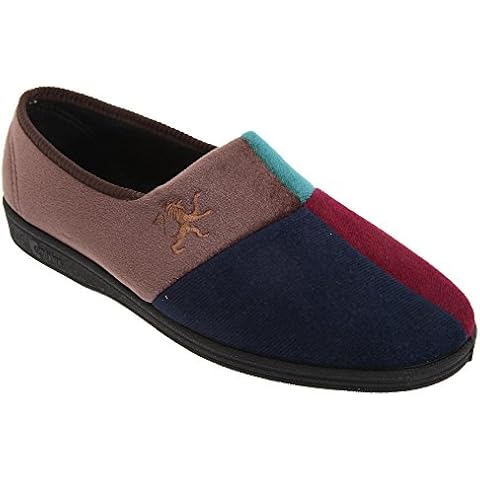 Comfylux Mens Harlequin Multi Velour Slippers Cover