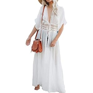 TMEOG Femmes Robe de Plage Manches Évasées Tricot ajouré au Crochet Cardigan lâche Été Maillot de Bain Bikini Open Front Été Cover Up Cover Up Taille Unique
