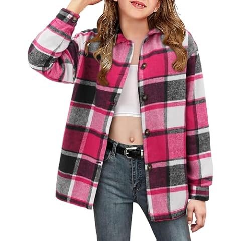 Yoklass Girls Plaid Flannel Shirt Cover