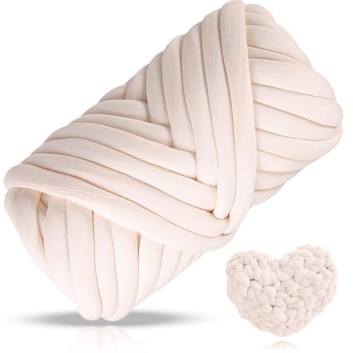 Wintfarm Chunky Yarn - Gomitolo di lana spessa 500 g, per uncinetto, 25 m, per lavori a maglia a mano, per cuscini, fai da te, coperta, zaino, cuccia per gatti (beige)