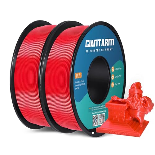 Image of GIANTARM 3D Printer Filament, Red Pla Filament, 1Kg(2.2lbs) Spool, 1.75mm Dimension Accuracy + /- 0.03mm, 3D Printing Filament
