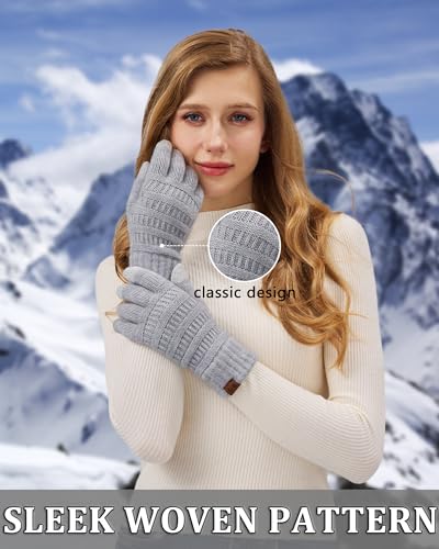 REACH STAR 2 Pairs Winter Gloves for Women, Touch Screen Warm Knit Thermal Gloves for Cold Weather for Christmas Gifts - Image 5