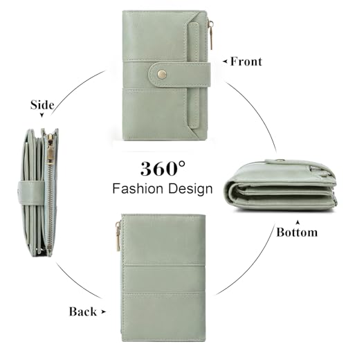 Image of SENDEFN Small Wallets for Women Leather Bifold Compact RFID Blocking with ID Window