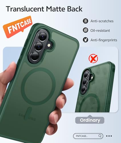 Image of FNTCASE for Galaxy A37 5G Phone Case: Samsung A36 5G Case [Compatible with Magsafe] Matte Translucent [Screen Protector] Military Grade Protection for Samsung A37 & A36 Cases - Green