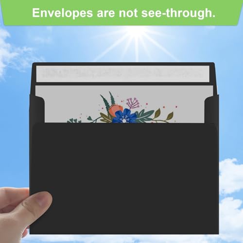 Image of 70 Packs A4 Envelope, Black A4 Envelopes, 4x6 Photo Envelopes for Invitations, Envelopes Self Seal for Weddings, Baby Shower, Photos, Postcards, Greeting Cards, Mailing