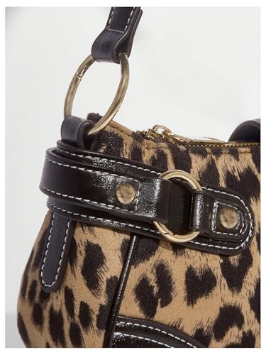SweatyRocks Women's Cheetah Leopard Print Clutch Buckle PU Leather Y2K Shoulder Handbags4