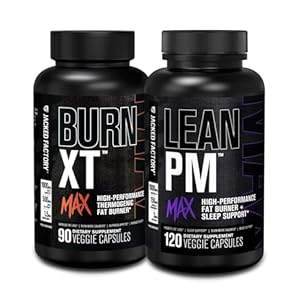Jacked Factory Burn-XT Max – Thermogenic Fat Burner & Appetite Suppressant (90 Capsules) & Lean PM Max High-Performance Weight Loss, Fat Burner, & Appetite Suppressant (120 Capsules)