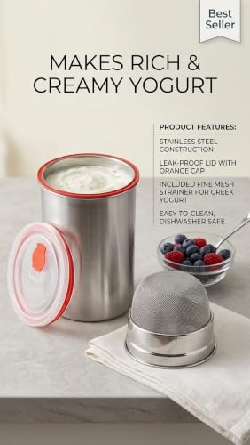 Image of Walfos Stainless Steel Multipurpose Greek Yogurt & Hung Curd Maker 1000ml | BPA-Free Steel Strainer with Storage Container | Fine Mesh Filter for Homemade Yogurt, Paneer & Cheese