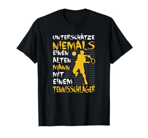 Tennisspieler Alten Mann Tennisschläger Lustiges Tennis T-Shirt Tennisspieler Alten Mann Tennisschläger Lustiges Tennis T-Shirt