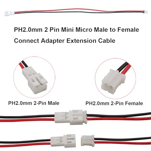 Cable Extensión Conector JST PH 2.0mm 2 Pines Macho y Hembra miniatura 4
