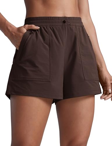 CRZ YOGA Stretch Hiking Shorts for Women 3” Lightweight Cargo for Athletic Travel Outdoor with Zip Pockets Water Resistance
