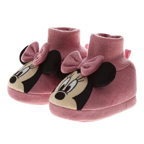 Disney Baby Shoes Mickey Minnie Winnie Newborn Shoe - First Steps Warm Sock Crib Slippers (Sizes: 2-4 Infant)