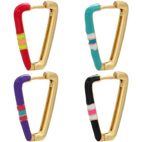 Boucles d'oreilles Triangle géométriques petit cerceau design fin