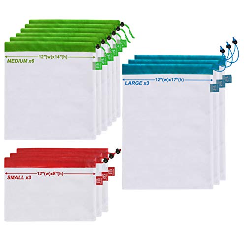 Bb Brotrade Reusable Mesh Produce Bags,Premium Lightweight Washable Eco Friendly Bags With Tare Weight On Tags For Grocery Shopping Storage, Fruit, Vegetable, And Toys (Set Of 12 Pcs) #TOP2