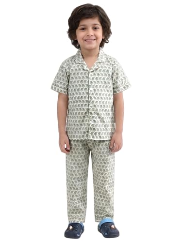 Image of POLKA TOTS 100% Pure Cotton Half Sleeve Night Suit for Kids, Girls & Boys | Cotton Pyjama Set | Unisex Night Dress for Children | Night Suit for Girls |Sleepwear for Kids | Winter Night Dress for Boys