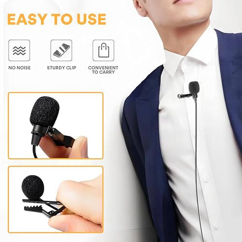 Image of 3.5mm Clip-On Microphone - Clear Voice Recording Mic for YouTube, Interviews & Vlogging - Universal Collar Mic for Mobile, PC & Laptop with Noise Reduction (AU-500 3.5mm)