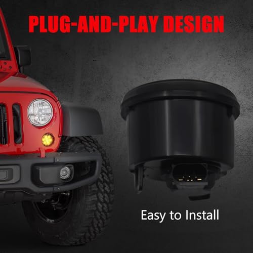 Image of Turn Signal Lights Smoked Lens for Jeep Wrangler 2007-2018 JK JKU | Amber LED Front Blinkers Grill Indicator Parking Lamp (Honycomb Style)