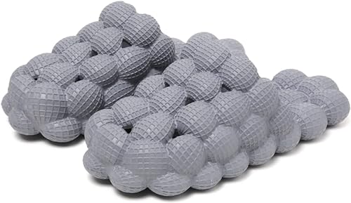 Stardust Gemstones Bubble Slides Massage Slippers For Women Men Non-Slip Spa Gym Bubble Slippers, Soft Pillow Stress Relief Slide, Grey, 10.5-11 Women/9-9.5 Men