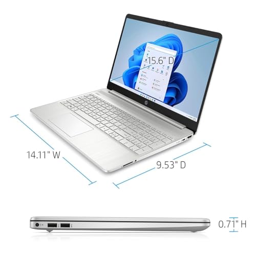 Image of HP 15-dy5073dx 15.6 inch Full HD Touchscreen Laptop, Intel Core i7-1255U 1.7GHz, 16GB RAM, 512GB SSD, Windows 11 Home S Mode, Natural Silver