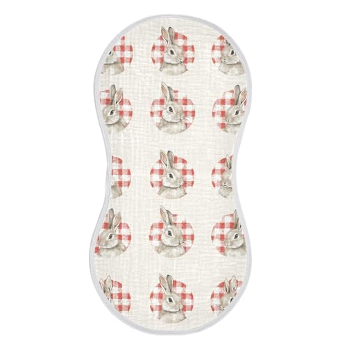 vvfelixl Vintage Red Gingham Rabbit Burp Cloths for Baby Boy Girls Baby Washcloths Burp Rags 1 Pack