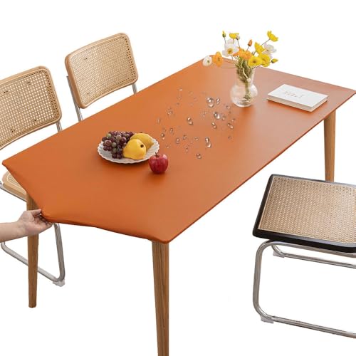 Mateju Nappe Rectangulaire de Table Ajustée Orange 90x150CM, Élastique Nappe Rectangulaire Anti...