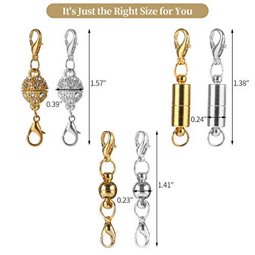 Aiskaer 16 Pcs Magnetic Lobster Clasps For Jewelry Necklace Bracelet Rhinestone Ball Style Cylindrical And Ball Tone Lobster Clasp #TOP1
