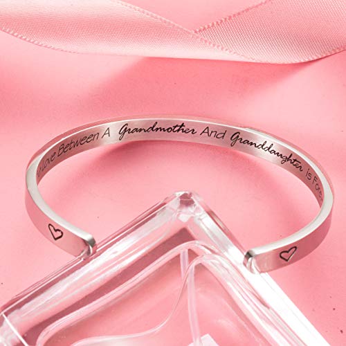 The Love Between a Grandmother And Granddaughter Is Forever Grandmother Quote Cuff Bracelet Christmas Gifts Wedding Jewelry (Bangle - Grandmother & Granddaughter)4