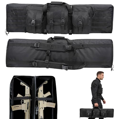 Weyot Bolsa De Armas, Funda de Fusil, Bolsa Doble para Rifles, Mochila para Carabina Airsoft Funda Escopeta Porta Caza, Almacenar O Transportar Rifles Black,118cm/46in