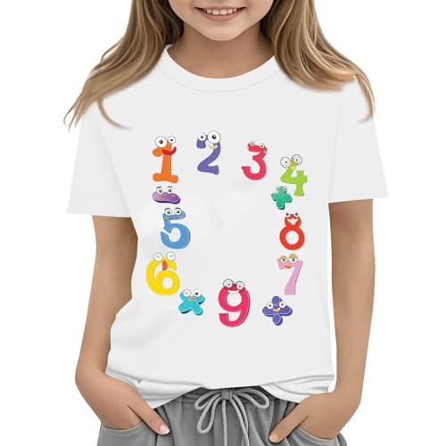 Fun Colorful Numbers Print T Shirts for Kids Girls Boys Summer Lightweight Comfy Soft Casual Pullover Blouse Tops4