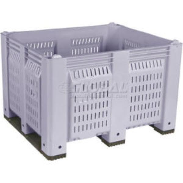 442744 Vented Wall Pallet Container - Short Side Runners - 48 x 40 x 31 in. - Gray - 1500 lbs