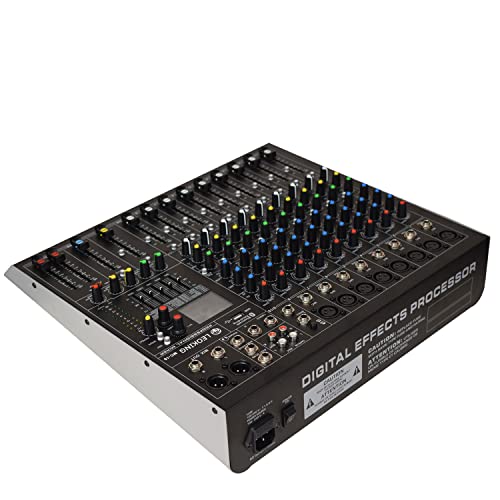 kh 10 Channels Professional Audio Mixer Sound Board Console Reverb Effect USB Audio Interface Digital Display BT 48V Phantom Power (10 Channel)