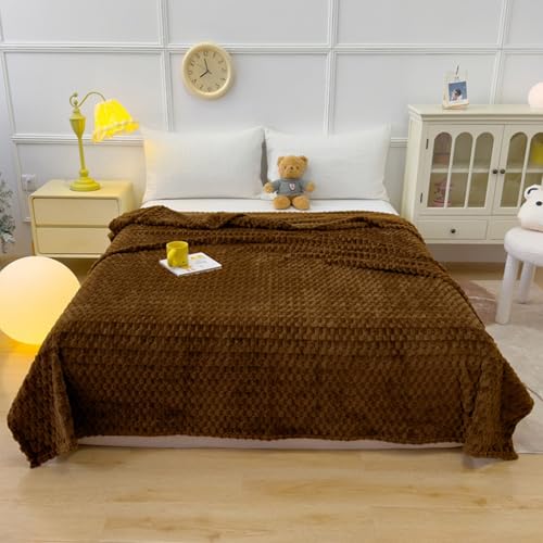 Highdi Couverture de Lit en Microfibre, Plaid Canapé Doux Confort Plaid Canape Grande Taille Couverture Sieste Legere Chaude pour Voyage, Chambre, Camping, Ecole (70 * 100cm,JH Café)