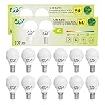 GY E14 LED Bulbs Warm White G45 Energy Efficient, 4.9W 3000K 807 Lumen, Energy Saving Replaces 60W, 280° Non-dimmable, 12 Pack