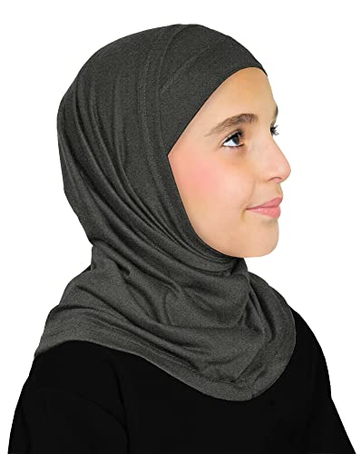 Image of Girls Hijab Muslim Kids Amira 2 piece Instant Head Scarf Easy Pull On Hood & Tube Cap