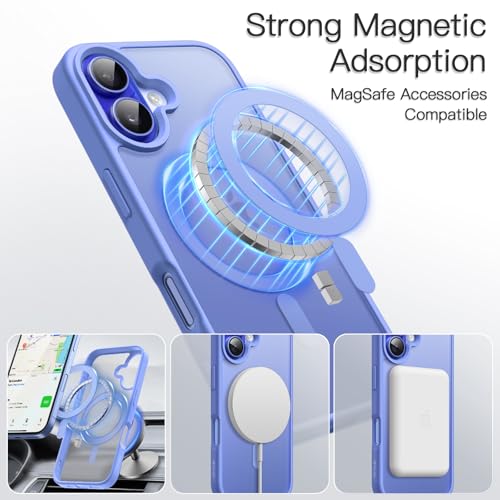Image of JETech Magnetic Cover Case for iPhone 16 Plus 6.7-Inch Compatible with MagSafe, Translucent Matte Back Slim Shockproof Phone Cover (Ultramarine)
