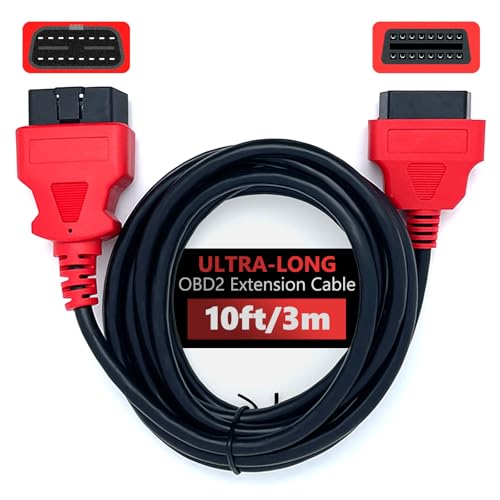 JUTA OBD2 Extension Cable Ultra-Long 10ft/3m 16-Pin OBD-II Male to Female Extension Cord OBDII Diagnostic Extender Adapter - 10ft/3m
